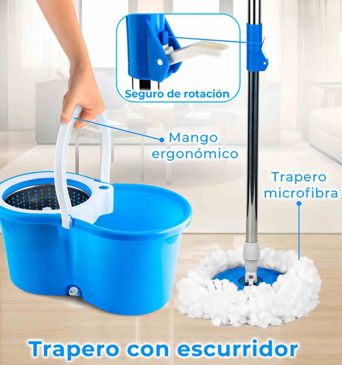 Trapeador Giratorio 360°. ⭐Escurre sin usar las manos
