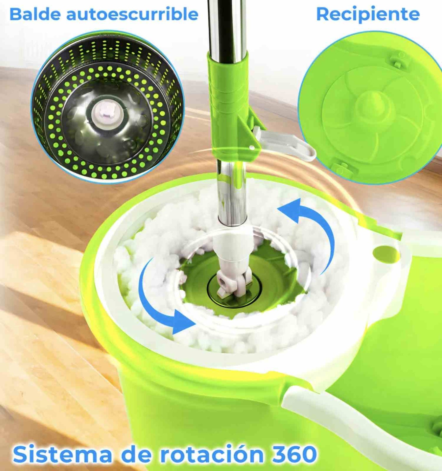 Trapeador Giratorio 360°. ⭐Escurre sin usar las manos